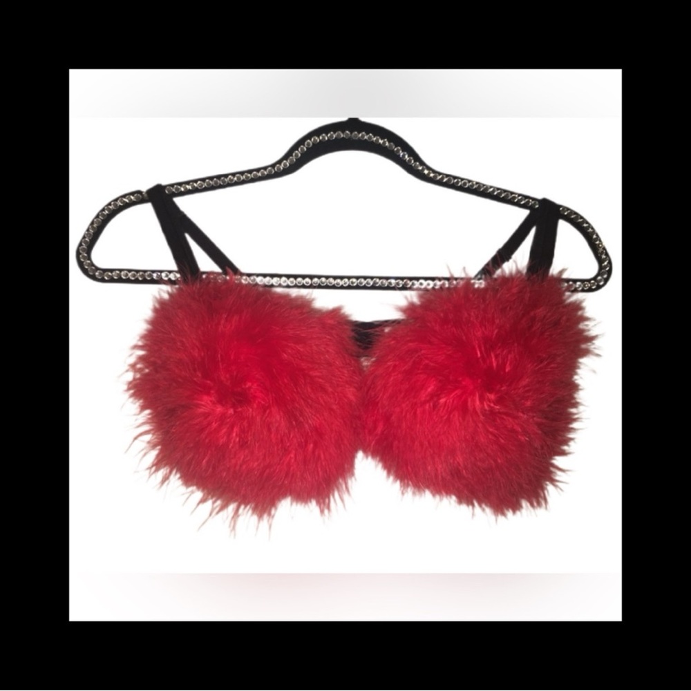 Classic Red Feather Fluffy Bra Rave EDC Costume New All Sizes